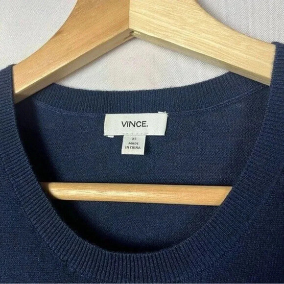 Vince Navy Blue & Black Cashmere Blend Crewneck Sweater XS - Picture 5 of 5